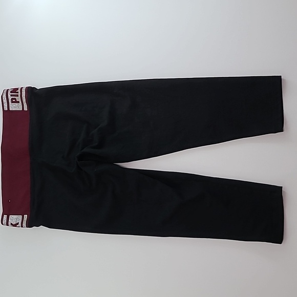 PINK YOGA VICTORIA'S SECRET Black Leggings Bling Rhinestone Logo - Size Small - Picture 2 of 14